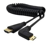 ulafbwur Mini HDMI-Compatible to HDMI-Compatible Male 90 Degree Right Angled Adapter Spring Cable for SLR PC Flimikun