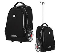 ulafbwur Rolling Backpack 19 Inch Extra Large Bookbag with wheels, Waterproof Rolling Laptop Backpack, Fits 14 Inch Laptops,Wheeled School Bag for School Work Travel Black
