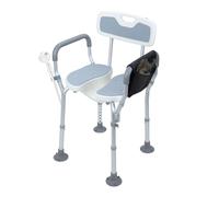 ulafbwur Shower Chair, Non-slip Bath Chair with Arm for Elderly And Disabled, U-Shape Seat Heavy Duty Shower Seat, Height Adjustable Shower Stool, Bearing 150 kg / 330lbs Grey