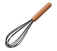 ulafbwur Silicone Wire Cooking Whisk 10 Inch Wooden Handle Multifunctional Grip Reusable Labor-saving Whisking Manual Egg Mixer Milk Frother Kitchen Utensil for Bakery Black