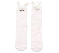 ulafbwur Sleeping Socks 1 Pair Adults Socks Cartoon Cat Rabbit Alpaca Giraffe Chick Fuzzy Fluffy Thickened Stretchy, Pink, One size