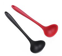 ulafbwur Soup Ladle 2pcs Heat Resistant Silicone Spoon Set Long Handle Non-stick Mixing for Salad Milk Easy to Clean Kitchen Utensil with Hanging Hole Durable Mix Color