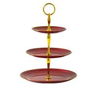 ulafbwur Tiered Dessert Tray 3 Tier Cupcake Stand Holder Golden Edged Cup Cake Tower Plastic Serving Metal Rod Baby Shower Wedding Birthday Party Decoration Wine Red Triple Layer