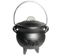 ulafbwur Witch Burning Pot Halloween Witch Pot with Lid Heat-Resistant Portable Incense Burning Mini Cast Iron Cauldron Party Decoration B