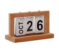 ulafbwur Wooden Calendar Ornament Desktop Calendar with Iron Ring Wooden Perpetual Calendar with Metal Iron Ring Rust-resistant Desktop Decor Wooden Color