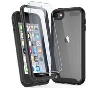 ULAK Case for iPod Touch 7th Generation, iPod 6th/5th Generation Case with 2PCS HD Screen Protector, Heavy Duty Shockproof Protective 2 in 1 Transparent Back Cover for iPod Touch 5/6/7, Black
