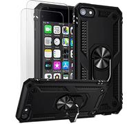 ULAK Case for iPod Touch 7th Generation, iPod Touch 5/6 Case with 2 HD Screen Protectors Hybrid Shockproof Protective Cover kickstand for Apple iPod Touch 5/6/7, Black