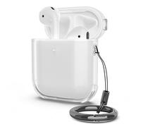 ULAK for Airpods 2 & 1 Case Clear Soft TPU Airpod 1 & 2nd Generation Protective Shockproof Cover with Rope Keychain Front LED Visible for AirPod 2 & 1 - Transparent
