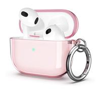 ULAK for Airpods 3 Case Clear, Protective AirPod 3 Cover Soft TPU Transparent Shockproof Case Accessories with Keychain for Airpods 3 [Front Led Visible]- Pink