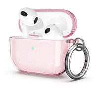 ULAK for Airpods 3 Case Clear, Protective AirPod 3rd Generation Cover Soft TPU Transparent Shockproof Case Accessories with Keychain [Front Led Visible]- Pink Glitter