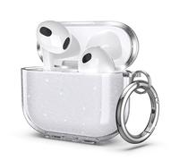 ULAK for Airpods 3 Case, Protective AirPod 3 Cover Soft TPU Transparent Shockproof Case Accessories with Keychain for Airpods 3 [Front Led Visible]- Clear Glitter