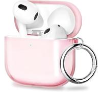 ULAK for AirPods 4th Generation Case 2024, Clear Soft TPU Shockproof Anti-Yellowing Protective Cover Case for Airpods 4 with Ring Keychain, Front LED Visible, Pink