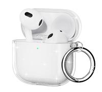 ULAK for AirPods 4th Generation Case 2024, Clear Soft TPU Shockproof Anti-Yellowing Protective Cover Case for Airpods 4 with Ring Keychain, Front LED Visible,Glitter