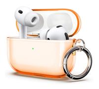 ULAK for Airpods Pro 3 Case, Clear Soft TPU Shockproof Anti-Yellowing Protective Cover Case for Airpods Pro 3rd Generation (2025) with Ring Keychain,Front LED Visible, Orange