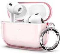 ULAK for Airpods Pro 3 Case Clear, Soft TPU Shockproof Anti-Yellowing Protective Cover Case for Airpods Pro 3rd Generation (2025) with Ring Keychain,Front LED Visible- Pink