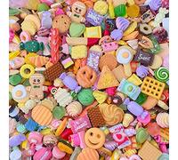 Ulalaza 100pcs Cute Slime Charms Mixed Set Resin Flatback for DIY Craft Making Ornament Scrapbooking Beads Assorted Candy Fruit Cake Trellis