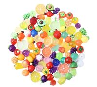 Ulalaza 100pcs Resin Mini Fruit Snacks Slime Charms Mixed Set Handicrafts Accessories DIY Miniature Scene Layout Micro Home Decoration