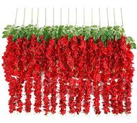 Ulalaza 12PCS 3.6FT Wisteria Artificial Flowers Garland Fake Hanging Vine Silk Flower String Greenery Rattan for Wedding Party Garden Home Decor
