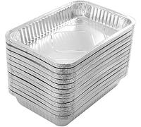 Ulalaza 30 PCS Square 21.5X16X5cm Disposable Aluminum Foil Trays Tin Foil Pot Roasting Trays Containers for Baking Cooking Frozen Storage of Food