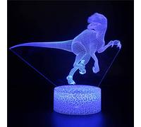 Ulalaza 3D Dinosaur Night Light with Remote Control 7 Color Change USB Battery-Operated Xmas Halloween Birthday Gift Toys for Child Baby Boy