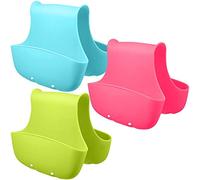 Ulalaza 3Pcs Saddle Sink Caddy Kitchen Sponge Holder Soap Drain Rack Hanging Basket Storage Organizer