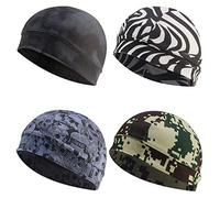 Ulalaza 4PCS Skull Cap Cycling Helmet Liner Sweat Wicking Hat Sports Caps Chemo Beanie