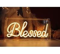 Ulalaza Blessed Lightbox LED Neon Sign Night Light for Party Desk Bedroom Home Birthday Art Decoration with USB 30 * 15 * 4.3CM
