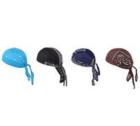 Ulalaza Breathable Bandana Hat Cotton Durag Headwrap Pirate Cap Skull Caps Mens Womens