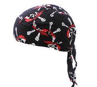 Ulalaza Breathable Bandana Hat Cotton Durag Headwrap Pirate Cap Skull Caps Mens Womens (skull-01)