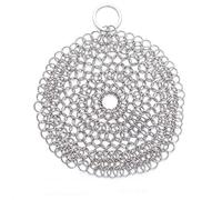 Ulalaza Cast Iron Cleaner Round 316 Stainless Steel Chainmail Scrubber for Skillets Griddles Pans or Woks