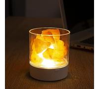 Ulalaza Global Natural Himalayan Salt Fire Warm Color Lamp w/Rough Salt Chunks Includes Dimmer Switch Light Bulb Cord Unique Gift Idea