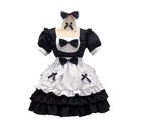 Ulalaza Gothic Sweet Girls Princess Dress Doll Collar Lace Apron Retro Ruffle Pockets with Headdress Cosplay French Maid Costume