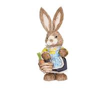Ulalaza Happy Easter Decoration Bunny Simulation Rabbit Home Garden Bunny Ornaments Creative Cartoon Photography Props Straw Bunny Easter Gift Interior Classroom Party Shop Layout