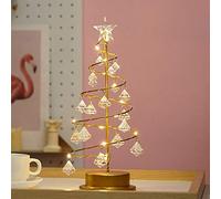 Ulalaza LED Acrylic Crystal Pendant Christmas Tree Lights Birthday Decoration Table Lamp Bedroom Copper Wire Night Light Energy-Effiecent Durable