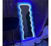 Ulalaza LED Acrylic Mirror Neon Light Heart/Cat/Letter/Wavy Wiggle Shape Witch's Mirror Gothic Wall Decor Romantic Various-Shape Cute for Bedroom Decor Home Studio Dorm Room Wedding