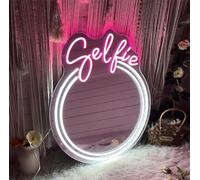 Ulalaza LED Acrylic Mirror Neon Light Heart/Cat/Letter/Wavy Wiggle Shape Witch's Mirror Gothic Wall Decor Romantic Various-shape Cute for Bedroom Decor Home Studio Dorm Room Wedding