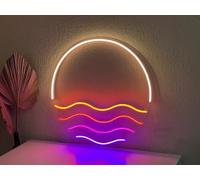 Ulalaza LED Decorative Lights USB Interface Mountains Sunrise Sunset Led Neon Signs Home Decoration Wall Art Christmas Brightness Adjustable 38X38cm
