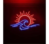 Ulalaza LED Decorative Lights USB Interface Mountains Sunrise Sunset Led Neon Signs Home Decoration Wall Art Christmas Brightness Adjustable 40X38cm