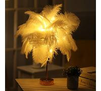 Ulalaza LED Remote Control Feather Light Metal Base Dandelion Copper Wire Table Lamp Romantic Night Lights Led Wedding Decoration Birthday Gift