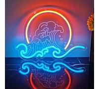 Ulalaza LED Sign Sunset Neon Signs Waves Led Home Wall Decorative Lights Sunrise Night Lamps Mountains Decoration Light USB Brightness Adjustable
