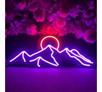 Ulalaza LED Sign Sunset Neon Signs Waves Led Home Wall Decorative Lights Sunrise Night Lamps Mountains Decoration Light USB Brightness Adjustable