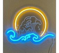 Ulalaza LED Sign Sunset Neon Signs Waves Led Home Wall Decorative Lights Sunrise Night Lamps Mountains Decoration Light USB Brightness Adjustable