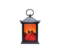 Ulalaza Small Cozy Fireplace Lantern Traditional Realistic Log Wood Burning Flame Effect Ligh LED Charcoal Style Table LampFor Indoor & Outdoor Use(3.3''X3.3''X6.6)