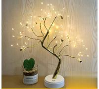 Ulalaza Starry Copper String Tree Branch Lamp LED Battery Operated or USB Supply Warm Wire Bedside Light with Touch Switch for Home Room Decor
