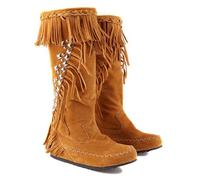 Ulalaza Women's Fringe Cowboy Boots Hidden Wedge Heel Ankle Layer Tassel BOOTS Rhinestones Sparkle Shining Fabric Nubuck Leather Comfortable Pull-On for Street Wedding Party