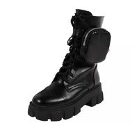 Ulalaza Women's Goth Platform Ankle Boots with Bat Wing Buckles Chunky Block Heels Round Toe Zipper Punk Motorcycle Combat Boots Comfy Short Gothic Booties