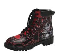 Ulalaza Women's Goth Platform Ankle Boots with Bat Wing Buckles Chunky Block Heels Round Toe Zipper Punk Motorcycle Combat Boots Comfy Short Gothic Booties