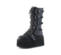 Ulalaza Women's Goth Platform Ankle Boots with Bat Wing Buckles Chunky Block Heels Round Toe Zipper Punk Motorcycle Combat Boots Comfy Short Gothic Booties