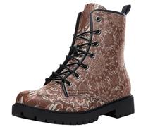 Ulalaza Women's Lace-Up Combat Boots Vintage Pattern Print Chunky Platform-Sole Ankle Booties Tiger Stripe Camo Casual Printed Short Boots