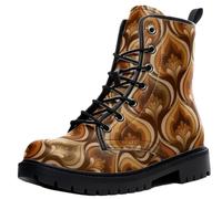 Ulalaza Women's Lace-Up Combat Boots Vintage Pattern Print Chunky Platform-Sole Ankle Booties Tiger Stripe Camo Casual Printed Short Boots